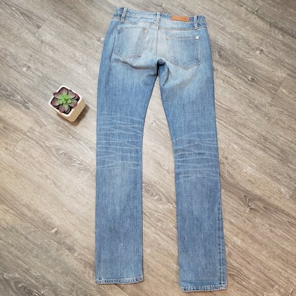 Baldwin The EJ Straight Leg Blue Jeans Light Wash Distressed Sz 27 Made In USA - Picture 3 of 12